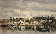 Eugene Boudin Village by a River oil painting reproduction
